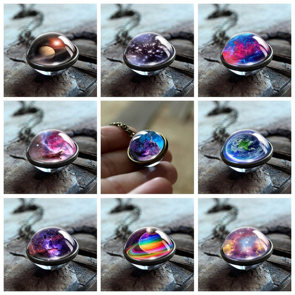 Glass Pendant Nebula Galaxy Planets