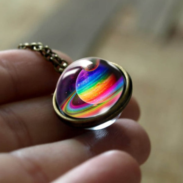 Glass Pendant Nebula Galaxy Planets