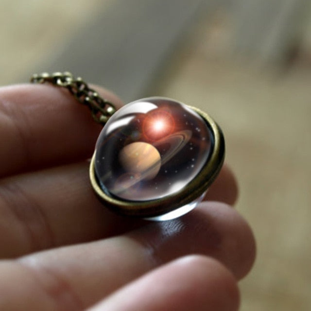 Glass Pendant Nebula Galaxy Planets