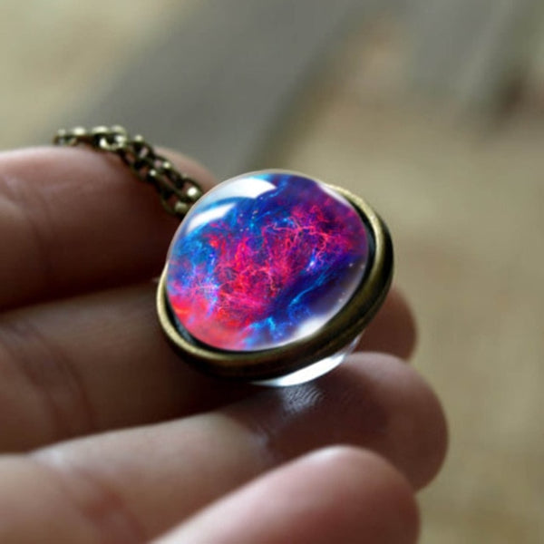 Glass Pendant Nebula Galaxy Planets