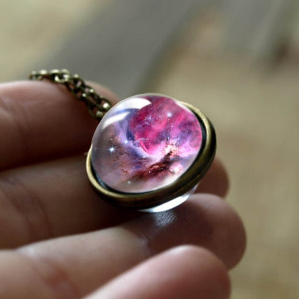 Glass Pendant Nebula Galaxy Planets