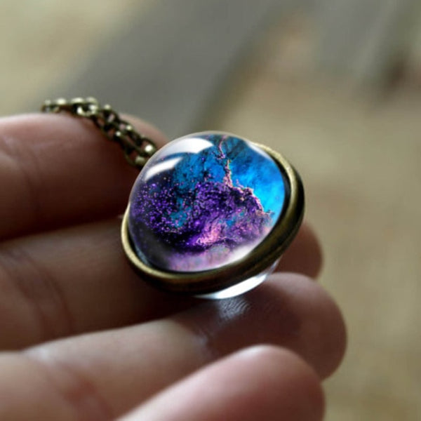 Glass Pendant Nebula Galaxy Planets