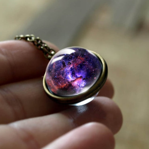 Glass Pendant Nebula Galaxy Planets