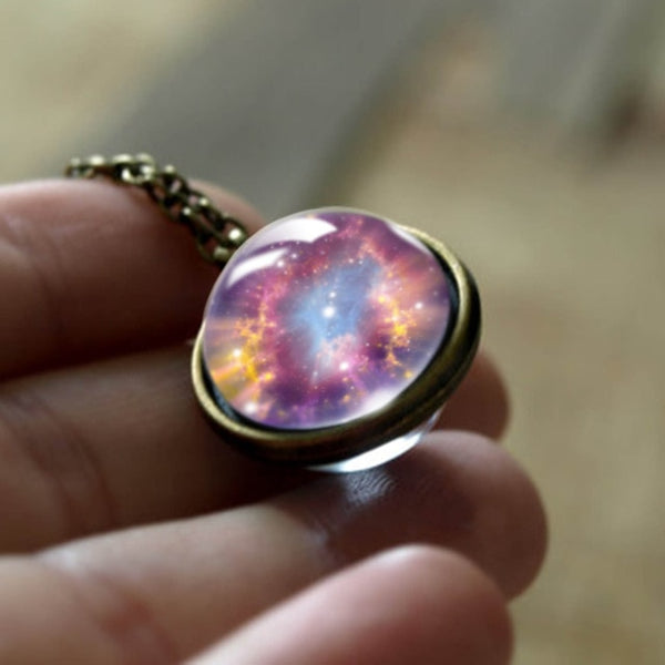 Glass Pendant Nebula Galaxy Planets