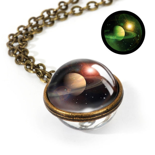 Glass Pendant Nebula Galaxy Planets