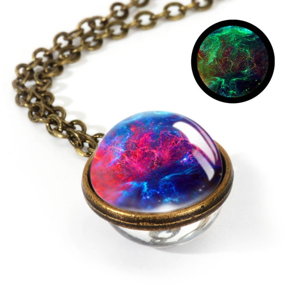 Glass Pendant Nebula Galaxy Planets