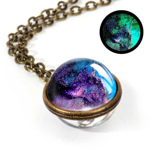 Glass Pendant Nebula Galaxy Planets