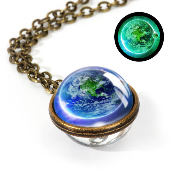 Glass Pendant Nebula Galaxy Planets