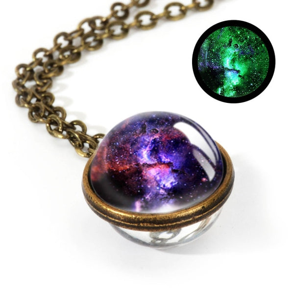 Glass Pendant Nebula Galaxy Planets