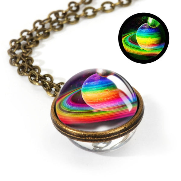 Glass Pendant Nebula Galaxy Planets