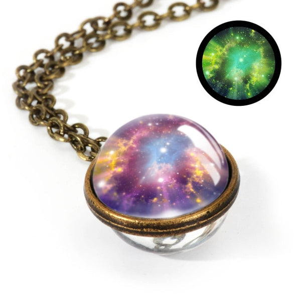 Glass Pendant Nebula Galaxy Planets