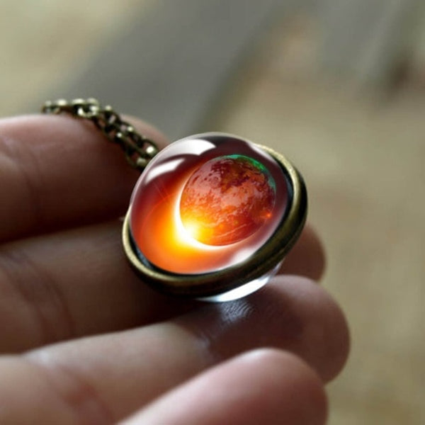 Glass Pendant Nebula Galaxy Planets