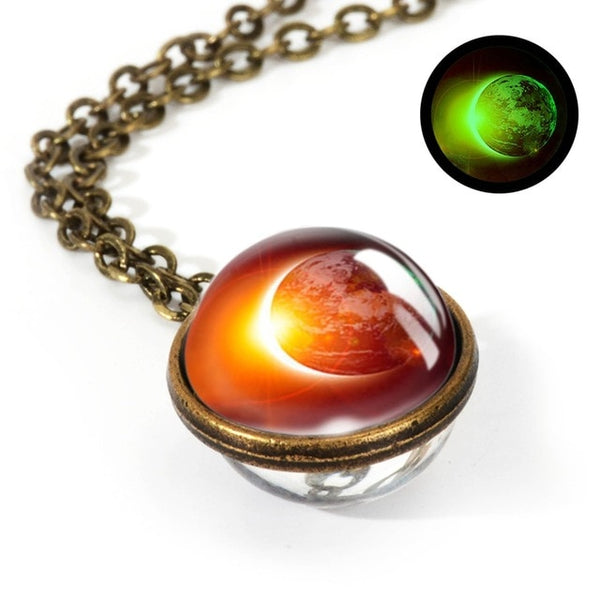 Glass Pendant Nebula Galaxy Planets