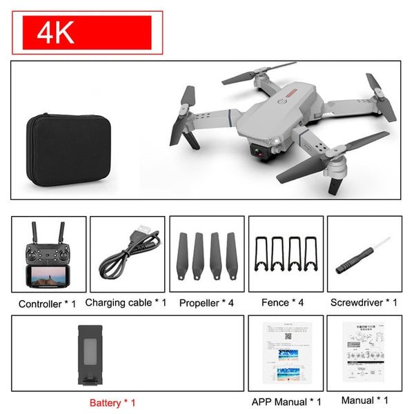 4k camera white color 1battery drone