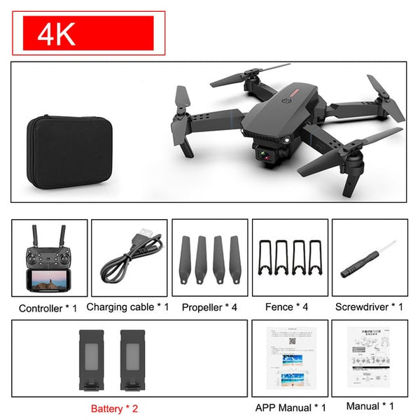 4k camera black color 2 battery drone