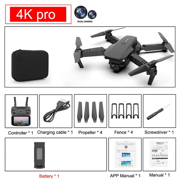 4k pro dual camera 1 battery drone