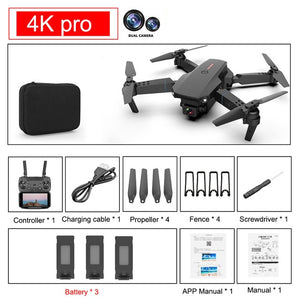 4k pro dual camera black color camera 3 battery drone