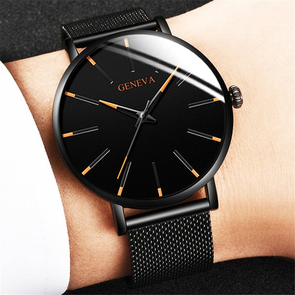 2020 Minimalist Men's Fashion Ultra Thin Watches Simple Men Business Stainless Steel Mesh Belt Quartz Watch Relogio Masculino