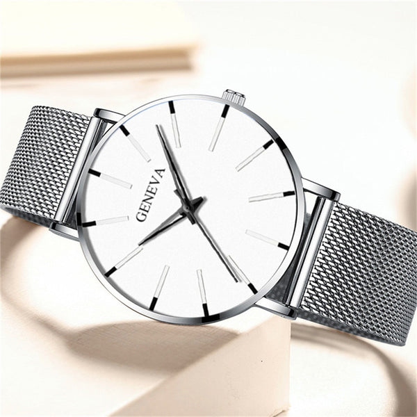 2020 Minimalist Men's Fashion Ultra Thin Watches Simple Men Business Stainless Steel Mesh Belt Quartz Watch Relogio Masculino