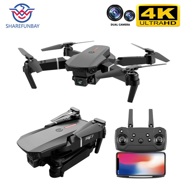 4k dual camera black color drone with controller